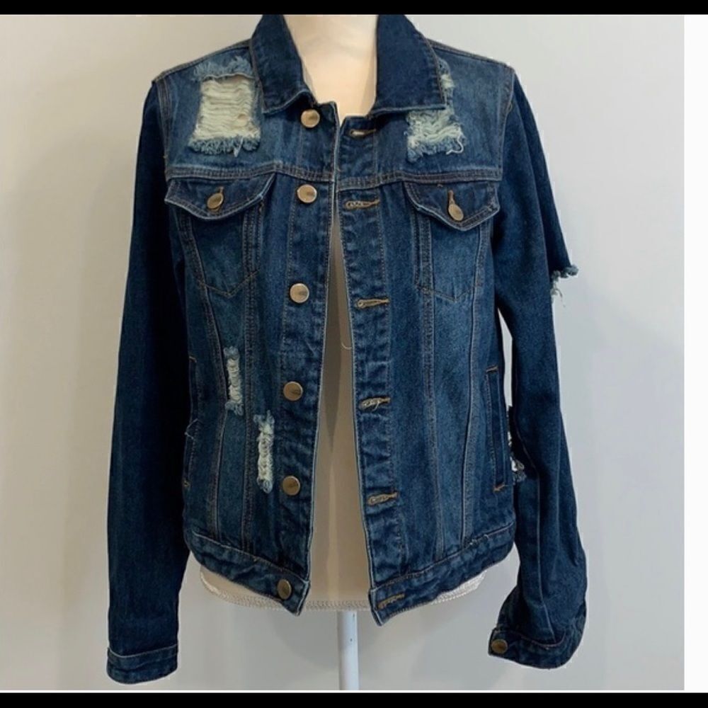 Mono B Distressed Denim Jacket - Picture 1 of 6